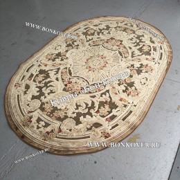 Тонкий Ковер из Вискозы Медальон Дизайн 22273 Овал