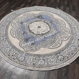 Круглый ковер в гостиную дизайн 01 Синий