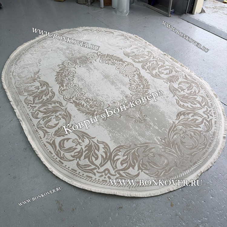 Ковер Турция Для Гостиной Дизайн 95 Белый с Бежевым