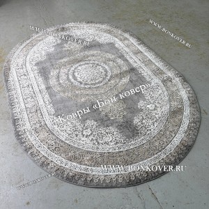 Классический Ковер Дизайн 93 Коричневый с Серым овал